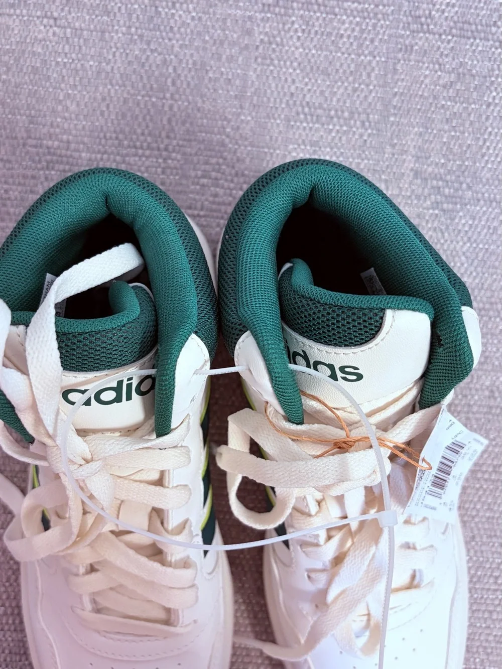 adidas Originals Kids White and Green High-Top Sneakers